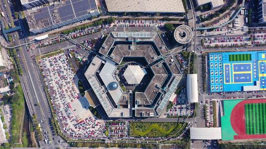 深圳比亚迪股份有限公司六角大楼俯拍下降环