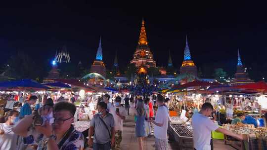 西双版纳告庄西双景星光夜市夜晚延时