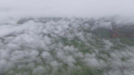 航拍新疆阿勒泰禾木风景区的秋雾视频素材模板下载
