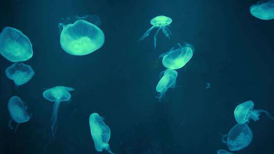 深海发光水母视频素材模板下载