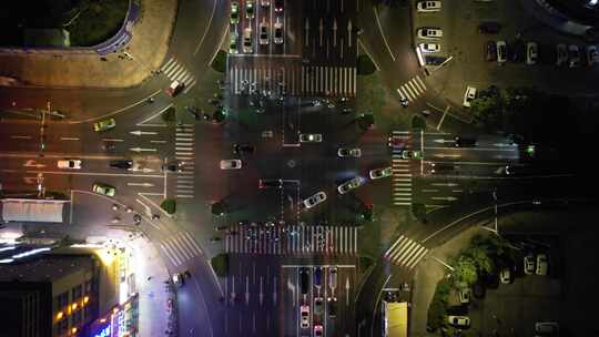 俯拍城市十字交叉路口交通拥堵交通视频素材模板下载