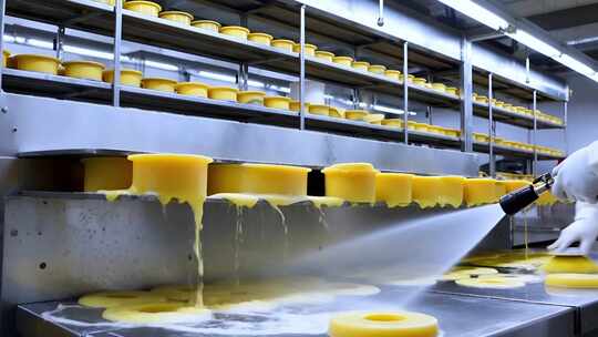 工厂食品生产流水线作业画面