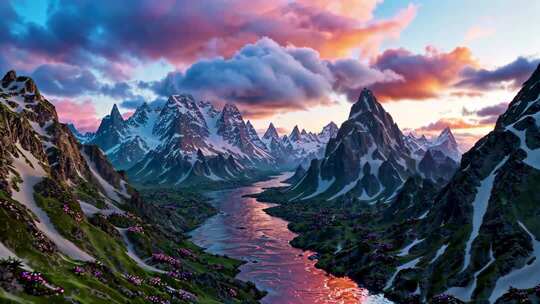 雪山自然风光全景