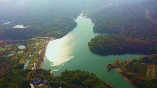 南京浦口象山湖公园自然风光航拍