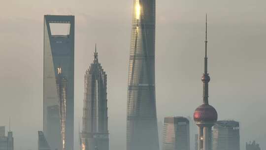 上海东方明珠三件套航拍环绕特写