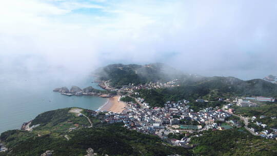 航拍海上云雾流动