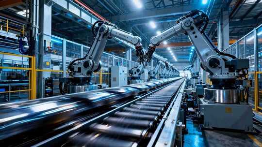 工厂自动化生产线机械臂作业