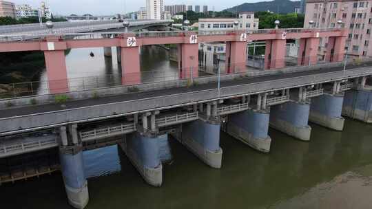 4K 广东江门水利工程航拍沙坪水闸