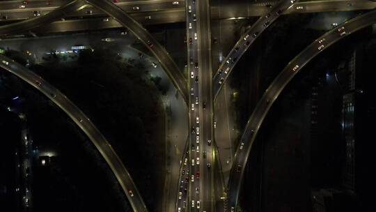 南京双桥门立交夜景交通航拍视频素材模板下载