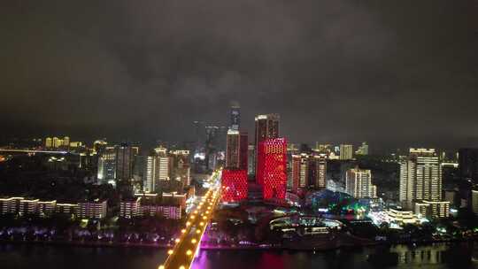 柳州城市夜景灯光航拍