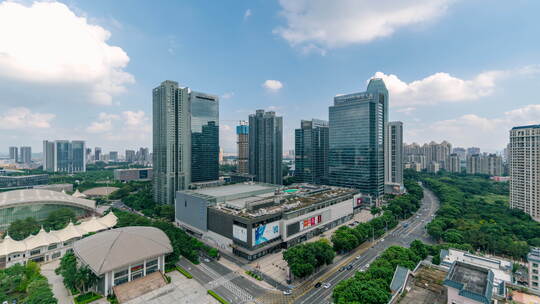 【4K超清】惠州华贸中心蓝天白云延时视频素材模板下载