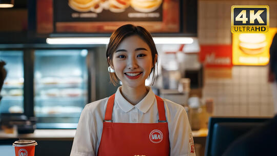 服务员微笑快乐笑脸开心笑容自信特写