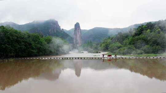 航拍丽水缙云仙都景区自然风光