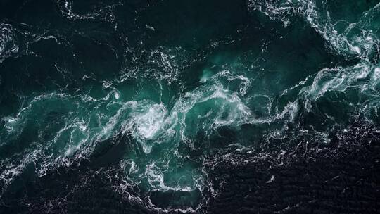 航拍海浪花河流入海大海漩涡海面深海