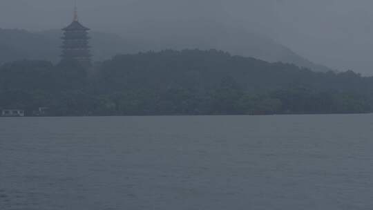 雨中杭州西湖视频素材模板下载