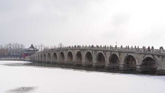 下雪中的北京胡同老城区