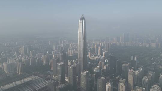 深圳CBD平安金融中心雾霾灰度素材