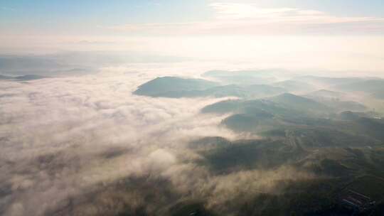 航拍清晨山川云海云雾风景