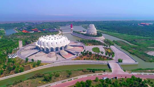 航拍唐山国际旅游菩提岛视频素材模板下载