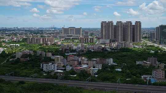 城市景观蓝天白云下的城市建筑风貌