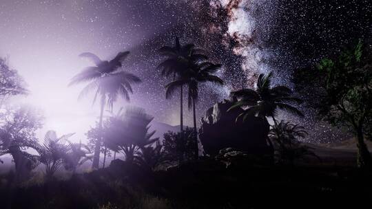 热带雨林上空的银河系 