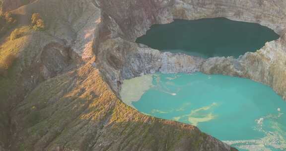 印尼，火山，湖泊，无人机