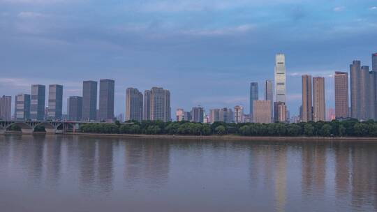 湖南长沙五一商圈夜景湘江夜景延时摄影