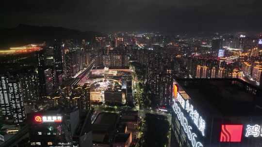 深圳夜晚马路车流夜景航拍高楼大厦摩天大楼