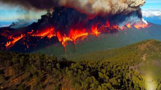 火山喷发俯瞰景象