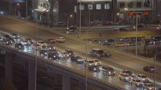 北京国贸夜景车流 都市夜景视频素材模板下载