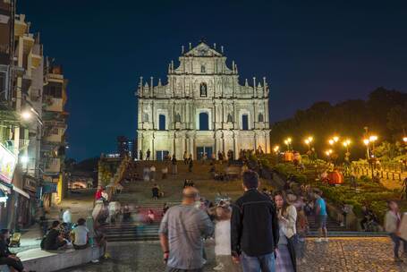 澳门大三巴人流夜景延时8K