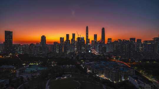 深圳福田CBD城市日转夜内透夜景延时