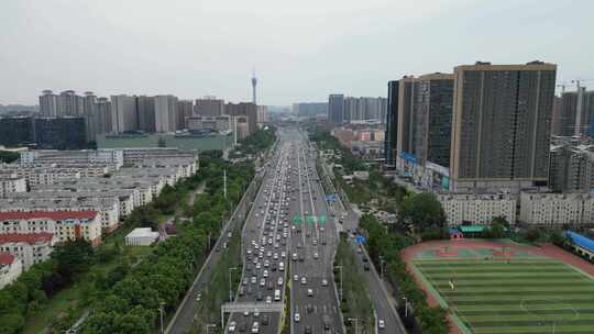 河南郑州城市风光交通航拍