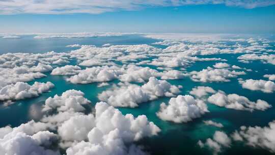 高空俯瞰云海与蓝天