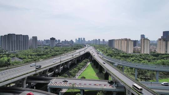 杭州滨江机场城市大道高架航拍视频素材模板下载