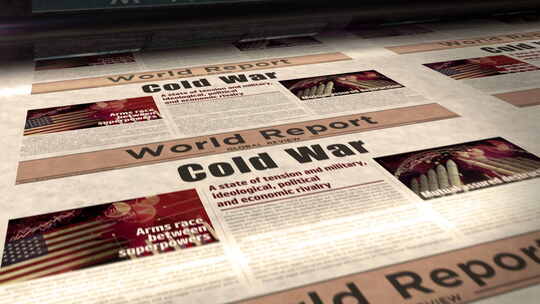 冷战军备竞赛报纸印刷机视频素材模板下载