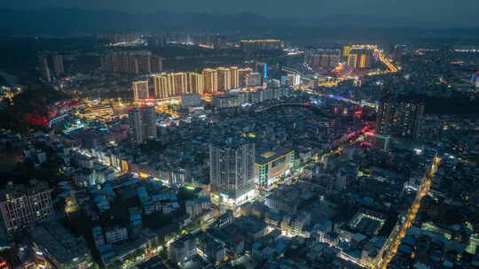 来凤夜景延时航拍