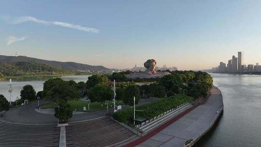 长沙橘子洲景区橘子洲大气航拍