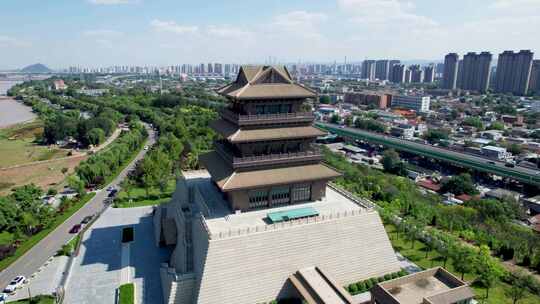 山东济南百里黄河风景区鹊华楼风景