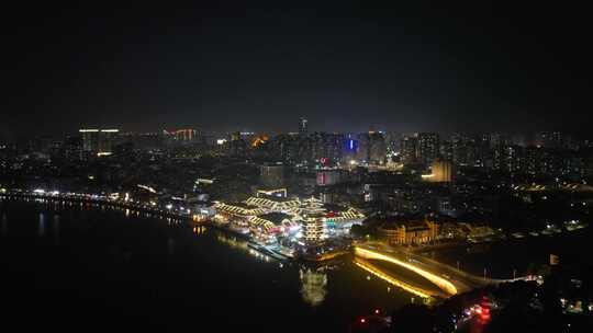 惠州合江楼夜景航拍东江夜晚风光河流风景