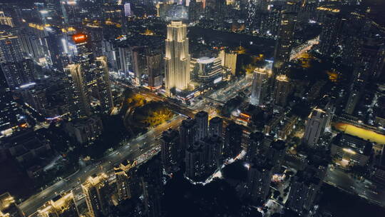 4k航拍深圳福田夜景