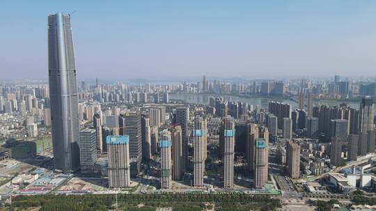 武汉绿地中心第一高楼商务建筑视频素材模板下载