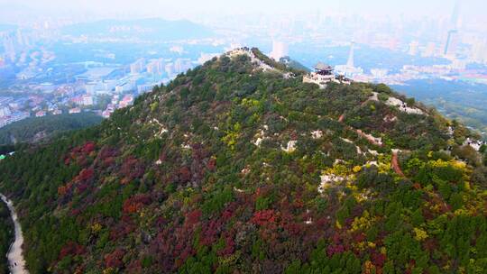 航拍山东济南著名景点千佛山风景区