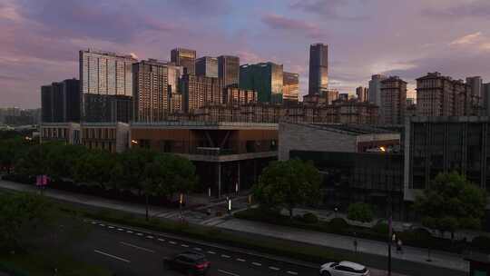 黄昏的杭州余杭未来科技城3视频素材模板下载