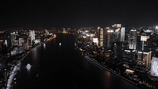 黄浦江黑金夜景航拍