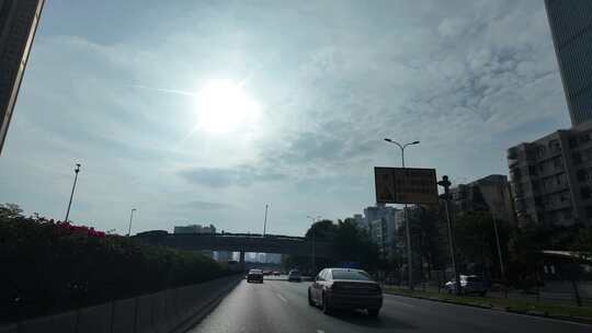 深圳交通沿河南路春风路高架桥往福田视频素材模板下载