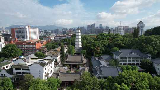 福建福州定光寺定光塔地标建筑白塔航拍