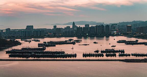 汕尾城市风光夜景航拍