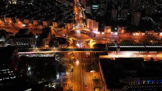 龙漕路地铁站延时夜景航拍