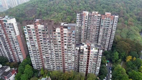 杭州萧山区城市老小区风景航拍